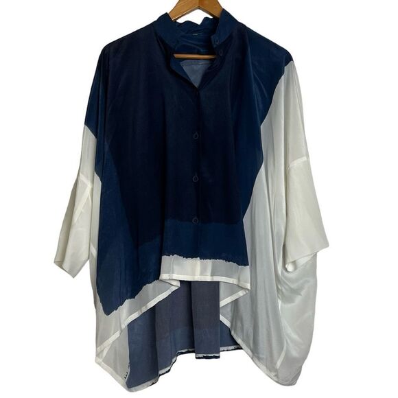 Annette Gortz Linda Silk Blouse Bauhaus Minimalist Avant Garde Lagenlook Medium